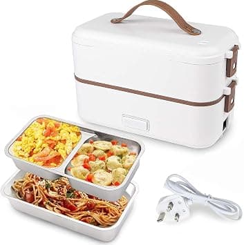 ROUNY Upgrade Electric Lunch Box, Portable 2 Layers Self Heating Lunch Box with Compartments for Fruits, Food Warmer Adults for office Car Truck Home Cook Raw Food (White) on Amazon.ae - Price Tracker