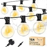 Cozylady Festoon Lights Outdoor 15+2M, String Light with 25+2 G40 Waterproof Shatterproof Bulbs, Plug-in Outdoor Light, Fairy Light for Garden Yard Wedding Party Balcony - Amazon.ae Price Tracker