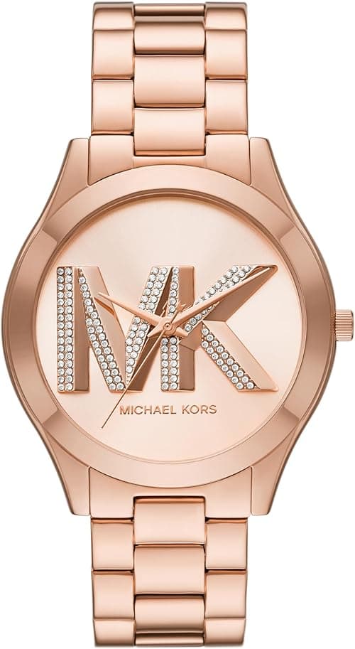 Michael Kors Women's Slim Runway Logo Rose Gold-Tone Stainless Steel Bracelet Watch (Model: MK4733) on Amazon.ae - Price Tracker