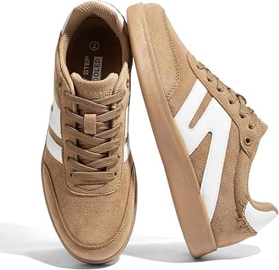 LUCKY STEP Women Classic Retro Gum Sole Fashion Sneakers Casual Tennis Skate Shoe Genuine Leather Walking Footwear Anti Slip Trainers on Amazon.ae - Price Tracker