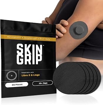 Skin Grip CGM Patches for Freestyle Libre (20-Pack), Waterproof & Sweatproof for 10-14 Days, Pre-Cut Adhesive Tape, Continuous Glucose Monitor Protection(Black) على Amazon.ae - متتبع الأسعار