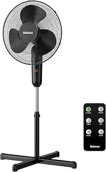 HOLMES 16" Digital Stand Fan, 80° Oscillation, 3 Speeds, 3 Modes, 7.5 Hour Timer, Adjustable Height, 30° Adjustable Head Tilt, Ideal for Home, Bedroom or Office, Remote Control, Black on Amazon.ae - Price Tracker