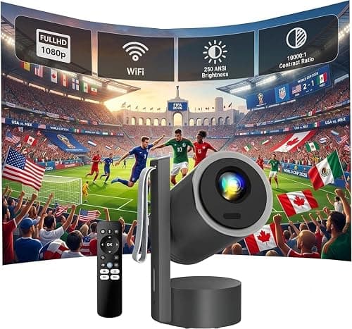 Porodo 40" - 100" Mini Projector with WiFi and Bluetooth, Support FHD 1080P Smart Video Projector, 250ANSI Portable Movie Projector with Auto Keystone Compatible with iOS/Android/3.5 Jack/HDMI/USB على Amazon.ae - متتبع الأسعار