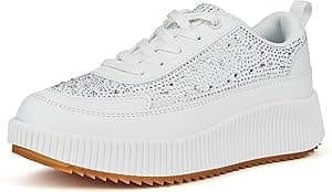 LUCKY STEP Women's Platform Sneakers Rhinestone Fashion Chunky Casual Sparkly Retro Braided Walking Shoes - Amazon.ae Price Tracker