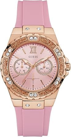 GUESS Women's Stainless Steel + Stain Resistant Silicone Watch with Day + Date Functions on Amazon.ae - Price Tracker