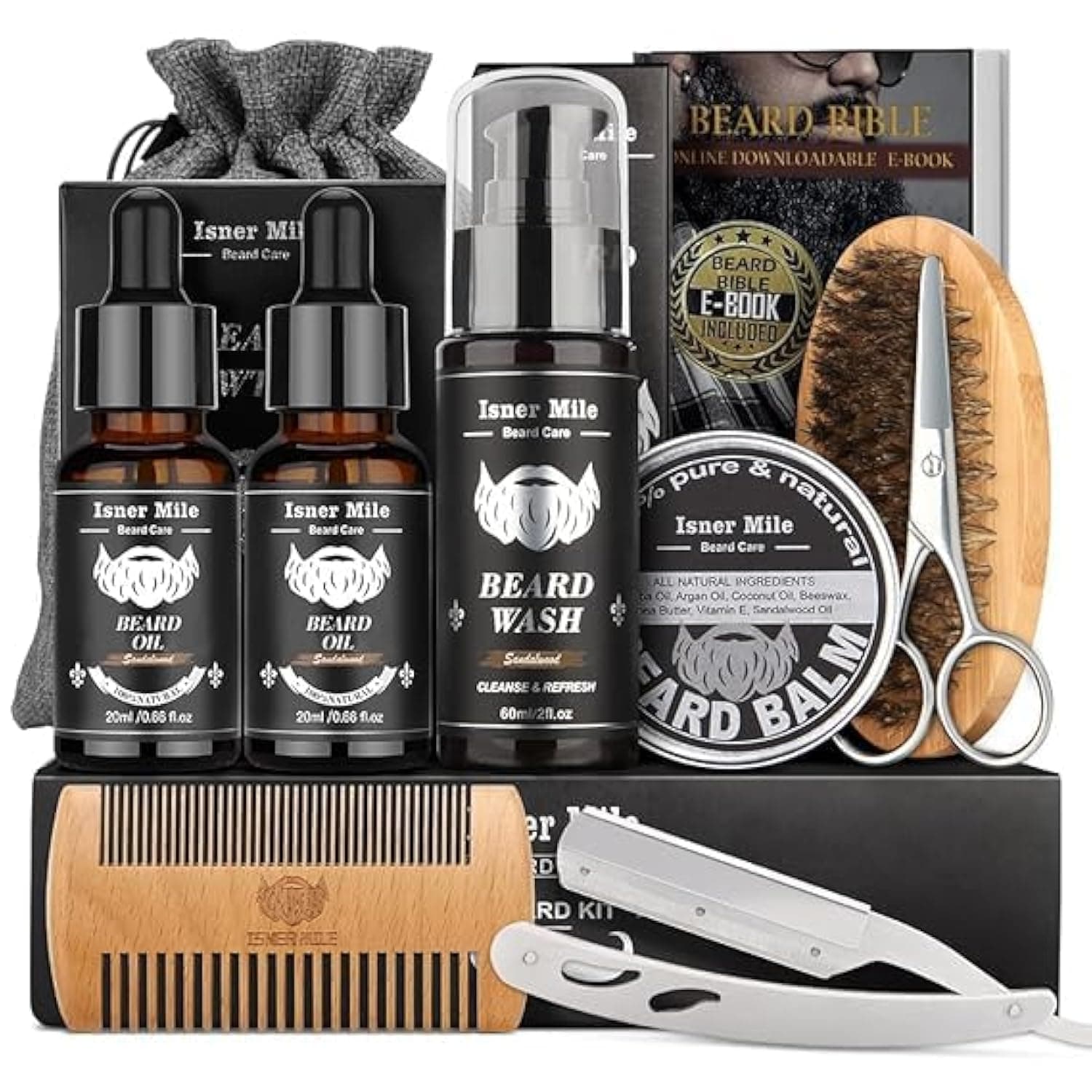 Euskolete Beard Kit for Men, Premium Beard Grooming Set for Men, Beard Care Oil, Balm, Brush, Comb, Scissors & Storage Bag, Birthday Gifts for Him Men Dad Father Boyfriend on Amazon.ae - Price Tracker