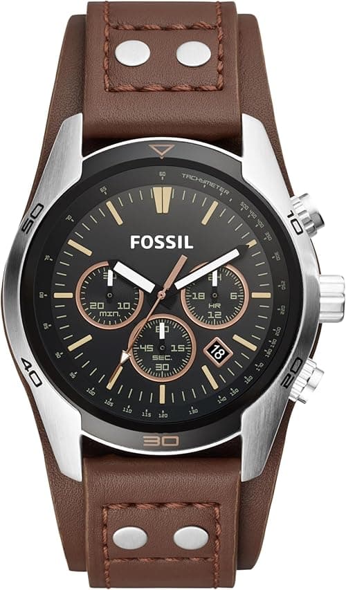 Fossil Men's Coachman Quartz Stainless Steel and Leather Chronograph Watch on Amazon.ae - Price Tracker