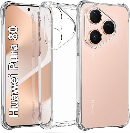 Clear Silicone Case for Huawei Pura 80 with 4 Shockproof Protection Corners, Slim Soft Transparent Flexible TPU Bumper Cover, Scratch Resistant Clear Case for Pura80 (For Huawei Pura 80) على Amazon.ae - متتبع الأسعار