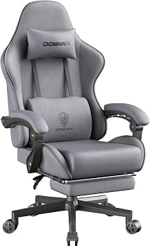 Dowinx Gaming Chair Fabric Big and Tall with Pocket Spring Cushion, Massage Game Chair Cloth with Headrest, Ergonomic Computer Chair with Footrest 350LBS, Grey on Amazon.ae - Price Tracker