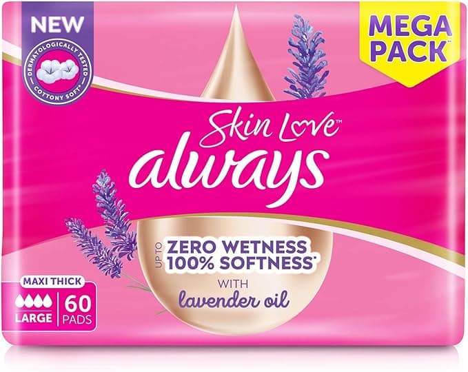 Always Skin Love, Up to Zero Wetness 100% Softness, Maxi Thick, 60 Pads on Amazon.ae - Price Tracker