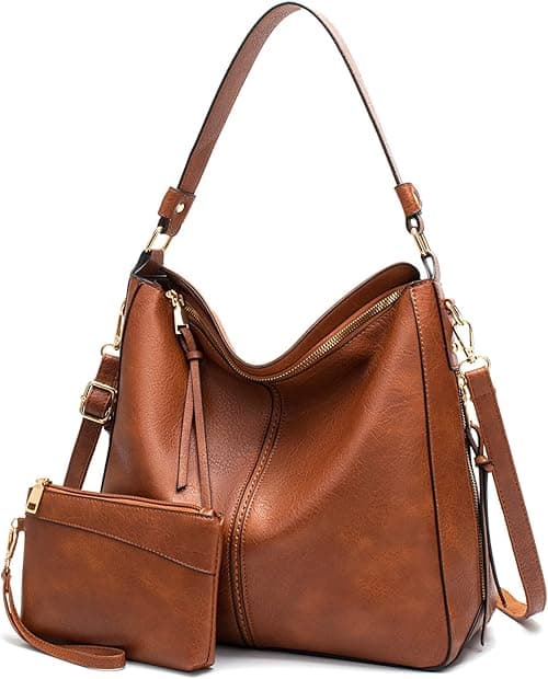 Hobo Bags for Women Handbags Purse Ladies Boho Shoulder Bag Large Crossbody Purses Designer Vegan Leather Black with Wallet on Amazon.ae - Price Tracker