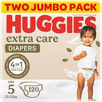 Huggies Extra Care Baby Diapers, Size 5 (12-22 kg), Twin Jumbo Pack, 120 Diapers - Amazon.ae Price Tracker
