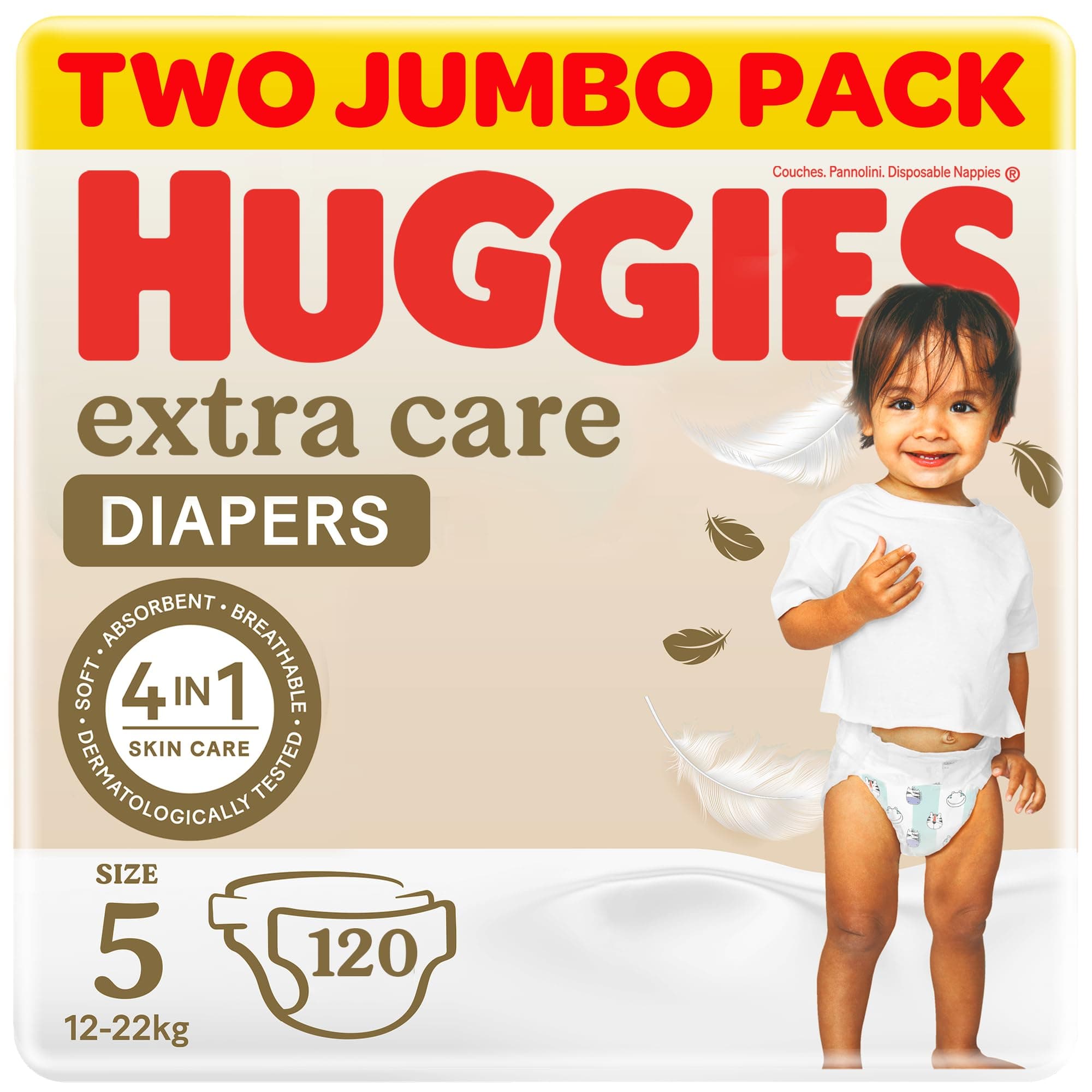 Huggies Extra Care Baby Diapers, Size 5 (12-22 kg), Twin Jumbo Pack, 120 Diapers on Amazon.ae - Price Tracker