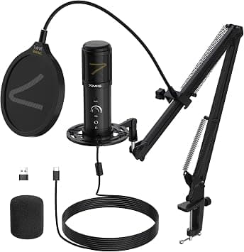 7RYMS USB-Microphone Condenser Gaming-Mic, 192kHz/24bit Tape to Mute Microphone for PC with Boom Arm, Pop Filter, for Streaming Podcast Recording ASMR, for Computer, Phone, PS4/PS5 (SR-AU01-K1) on Amazon.ae - Price Tracker