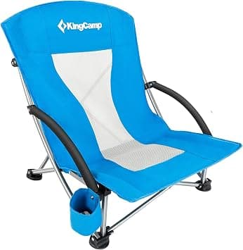 KingCamp Ultralight Compact Portable Low Back Beach Chairs for Adults with Cup Holder Carrying Bag,Padded Armrest for Outdoor Sand Picnic Lawn Concert Traveling Festival, One Size, LowBack_Blue on Amazon.ae - Price Tracker