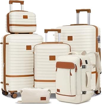 Joyway Carry on Luggage Sets, White, 6 piece set(13/20/24/28), Hardside Expandable Travel Laggage With Tsa Lock on Amazon.ae - Price Tracker