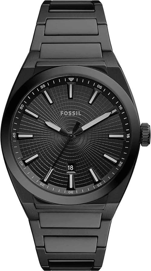 Fossil Mens Everett 3 Hand Stainless Steel Watch Fs5824, Black on Amazon.ae - Price Tracker