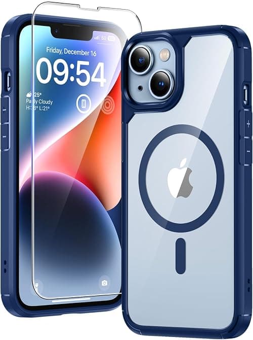 TAURI 3-in-1 Magnetic for iPhone 14 Case, [Designed with Magsafe] with 2 Screen Protector, Shockproof Case for iPhone 14, Blue on Amazon.ae - Price Tracker
