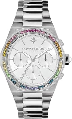 Olivia Burton Hexa Multifunction Women's Multifunction Watch, Stainless Steel Bracelet, Water Resistant up to 3ATM/30 Meters, Elegant, London-Inspired Design, Gift for Her, 38mm, Silver - Amazon.ae Price Tracker