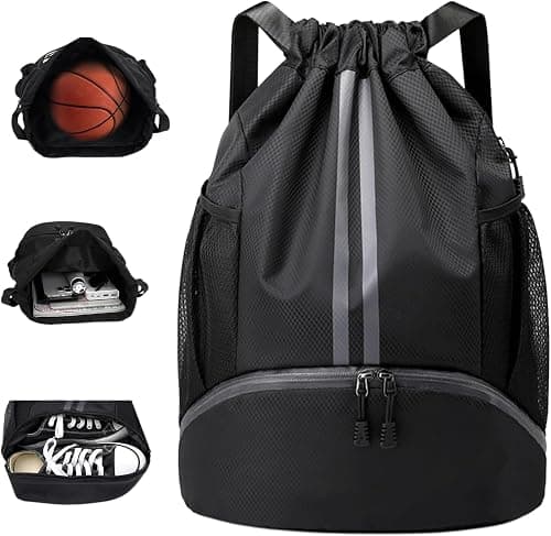 Drawstring Backpack Sports Bag, Pull String Sport Bag for Soccer with Wet Pocket & Shoe Compartment - Water Resistant Gym Sack for Basketball, Soccer, Swimming, Workout, Travel on Amazon.ae - Price Tracker