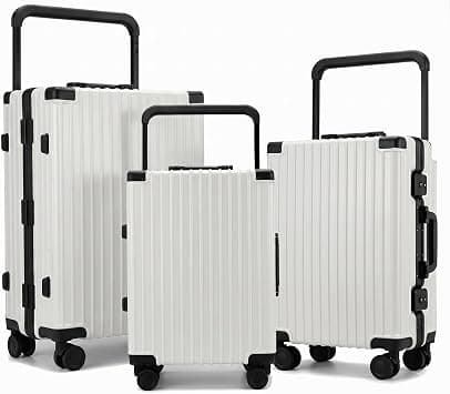 Modern 3-Piece Hard Shell Luggage Set 20/24/28 Inch White ABS Suitcases with Customs Approved Lock, Lightweight Spinner Wheel Bags for Middle East Frequent Flyers & Desert Resort Trips on Amazon - Best Deal Finder