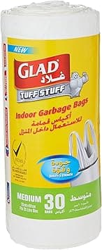 Glad Tuff Stuff Garbage Bag Medium White Handle Bags, Size 51 cm x 60 cm, 30pcs (Packaging may vary) on Amazon.ae - Price Tracker