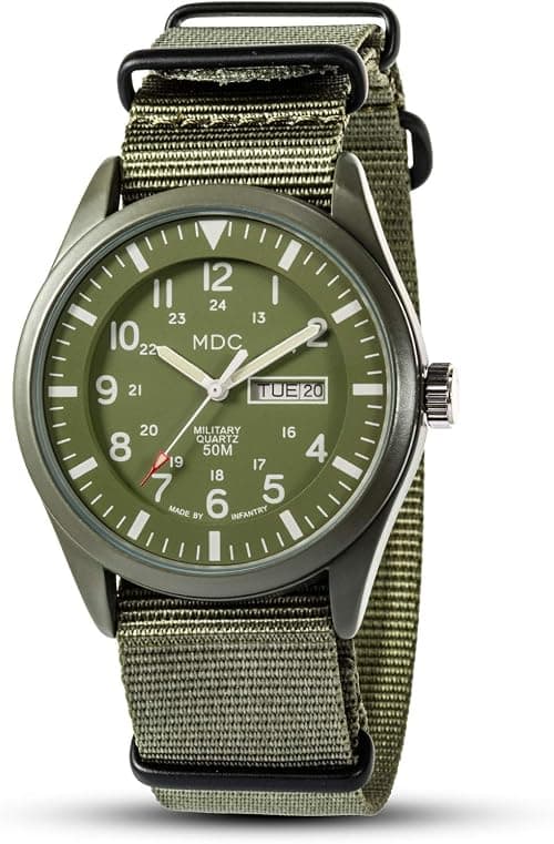 Infantry Mens Military Watch, Vietnam Style Field Watches for Men, Tactical 12/24H Military Time Analog Watch, Waterproof Day Date Quartz Wristwatch w/Green Nylon Band, Work Watch for Man on Amazon.ae - Price Tracker