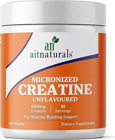 Aitnaturals 100% Micronized Creatine Monohydrate Powder Unflavoured - 400g/80 servings | Muscle Building Support, Boosts Energy, Replenishes ATP Levels, Post Workout Supplement, Non-GMO, Gluten-Free on Amazon.ae - Price Tracker