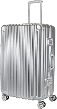 Hardside Luggage Premium New Technology Polycarbonate Material With 4 double Silent Wheels, TSA Approved ANTI Theft Lock Suitcase (Silver, BAKER-B 26 Inch) على Amazon.ae - متتبع الأسعار