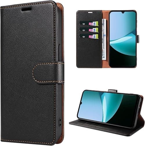 Flip Case Compatible with Xiaomi Redmi 15C, [RFID Blocking] PU Leather Wallet Folio Cover with Card Holder, Kickstand, Magnetic Closure, Shockproof Protective Phone Case for Redmi 15C, Black على Amazon.ae - متتبع الأسعار