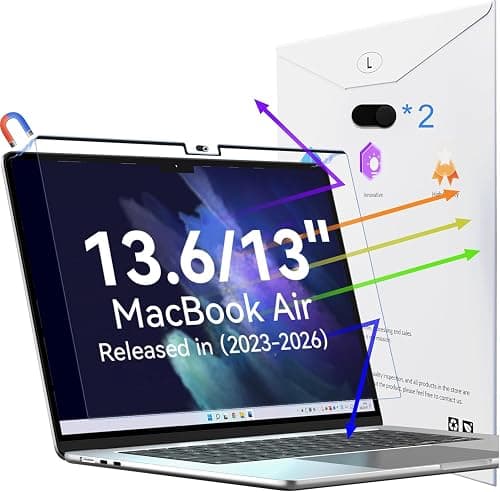 Peslv Magnetic Anti Blue Light Screen Protector for MacBook Air 13.6/13 Inch (2022-2025, M2, M3, M4), Removable Glare Filter for 13" Mac Laptop Computer on Amazon.ae - Price Tracker