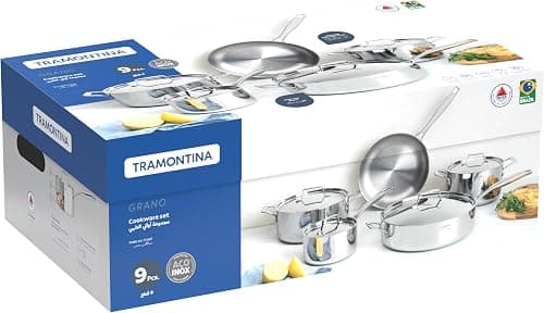 Tramontina Grano stainless steel cookware set with tri-ply body, 9 pc set on Amazon.sa - Price Tracker