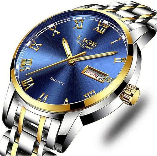 LIGE Men's Analogue Quartz Watch with Stainless Steel Strap Waterproof on Amazon.sa - Price Tracker