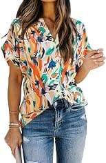 Allimy womens Casual Split V Neckline Blouses Soft - Best Deal Finder