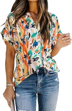 Allimy womens Casual Split V Neckline Blouses Soft - Amazon.ae Price Tracker