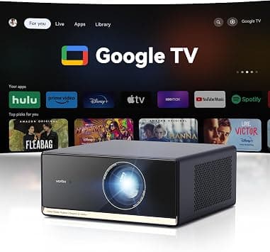 [1100 ANSI وتلفزيون جوجل] جهاز عرض وانبو X5 برو 4K مع واي فاي وبلوتوث، جهاز عرض افلام منزلي خارجي، تركيز تلقائي وحجر كيستون، ضوضاء منخفضة 26 ديسيبل، اصلي 1080P، جهاز عرض ذكي مع نتفليكس وجوجل بلاي - متتبع أسعار Amazon.sa