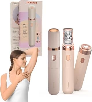 Porodo Electric Facial Hair Epilator with Built-In LED Light, Lady Epilatór Body Hair Remover, Protective Cover, Cordless Epilator for Face & Body, Long-Lasting Hair Removal, Gift for Women (Pink) على Amazon.ae - متتبع الأسعار
