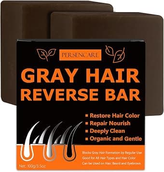 Black Soap, 2 Pcs Gray Hair Reverse Bar, Hair Thickening & Darkening, 2 Ounce, for Men and Women, Restore Color, Reduce Thinning Hair Loss on Amazon.ae - Price Tracker
