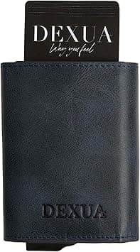 Istanbul RFID-Protected Minimalist Credit Card Holder: Slim, Unisex, Pop-Up Aluminium Card Case, Alcantare Coin & Cash Slot Leather Wallet for Men & Women, Marine Blue, 1.37 x 2.95 x 3.93 inches on Amazon.ae - Price Tracker