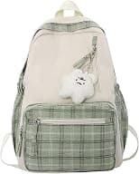 Backpack Backpack, Large Capacity Casual Daypack Kawaii Plaid School bags Preppy Backpack for School for Teens Girls Women Students (Green) - Best Deal Finder