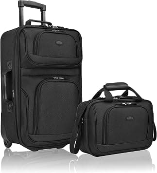 U.S. Traveler Rio Rugged Fabric Expandable Carry-On Luggage Set, Black, 2 Wheel, Rio Rugged Fabric Expandable Carry-On Luggage Set على Amazon.ae - متتبع الأسعار