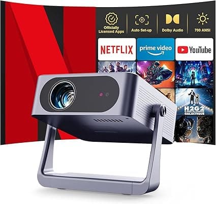 Smart Projector【Netflix Officially Licensed&amp;Dolby Audio】700ANSI AI Auto Focus/Keystone Movie Projectors, Native 1080P Full HD Projector,WiFi6 Two-Way BT5.3 for Home Theater/Ceiling/Bedroom/Outdoor on Amazon.ae - Price Tracker