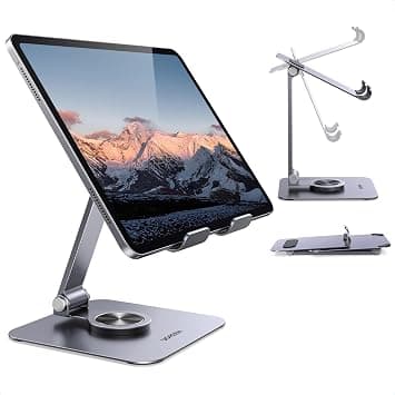 UGREEN Tablet Stand 360° Rotatable iPad Stand Fit for 13'' Devices Grey | Metal Phone and Tablet Holder for Desk Adjustable Foldable Tablet Mount Compatible with iPhone 17 Pro Max iPad Pro/Air/Mini على Amazon.ae - متتبع الأسعار