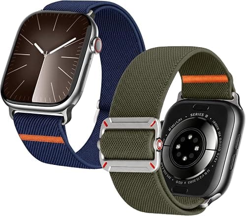 Fullmosa 2 Pack Stretch Nylon Bands Compatible with Apple Watch Strap (Ultra 3/2/1）49mm 45mm 46mm 44mm 42mm, Adjustable Breathable Sport for iWatch SE3/2/1 Series 11/10/9/8/7/6/5/4/3/2/1 on Amazon.ae - Price Tracker