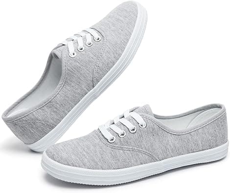 TUOPIN Womens White Canvas Sneakers Low Top on Amazon.sa - Price Tracker