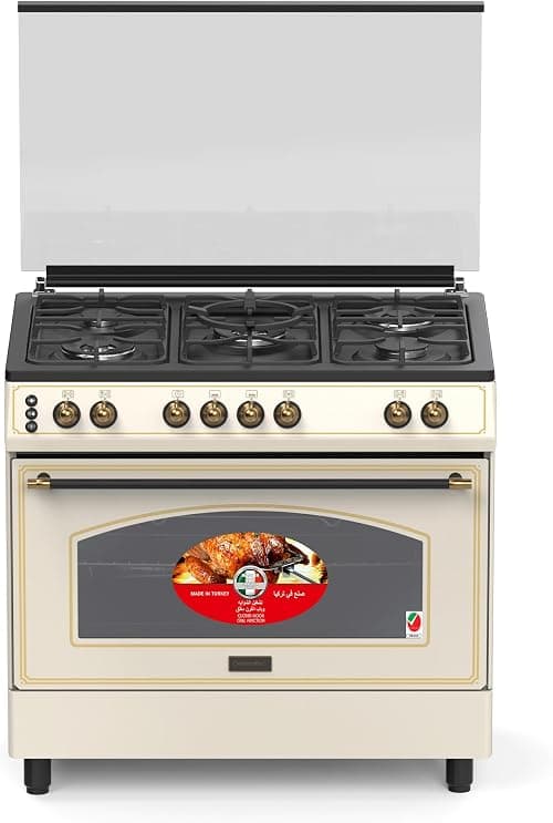 Generaltec 90x60 Gas Cooking Range GCTR98CR, 5 Burner Cooker with 3 Wok Burners, Dual Convection Oven, Auto Ignition, Full Safety, Oven Light, Closed Door Grill, 1 Year Warranty on Amazon.ae - Price Tracker