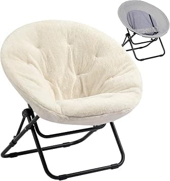 HollyHOME Realx Chair Plush Moon Chair Round Chair Saucer Chair Folding Chair, Leisure Chair Reading Chair Portable Accent Chair With Metal Frame, Beige - Amazon.ae Price Tracker