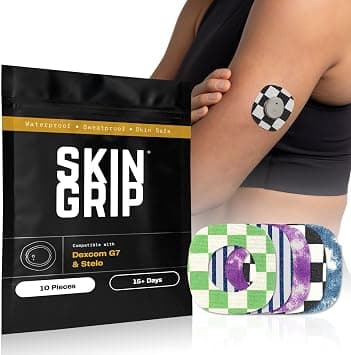 Skin Grip Adhesive Patches for Dexcom G7 & Stelo CGM with Cutout – Waterproof & Sweatproof Cover for Continuous Glucose Monitor Sensor, Stays Secure for 10-15 Days – 10 Pack, Classic Design على Amazon.ae - متتبع الأسعار