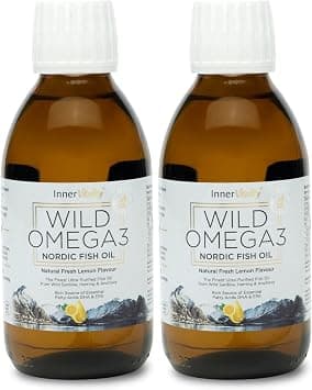 Inner Vitality Omega 3 Fish Oil Liquid - Natural Fresh Lemon Flavour with NO Fishy Taste, High Strength DHA/EPA - 400ml Made from Wild Caught Nordic Fish Oil | 3rd Party Tested for Purity - (2-Pack) on Amazon.ae - Price Tracker