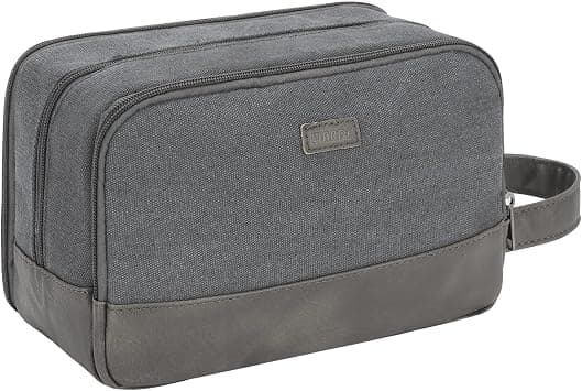WANDF Travel Toiletry Bag for Men Large Toiletries Shaving Bag Water Resistant Hanging Dopp Kit Travel Accessories Bag for Women Men (Grey) - Best Deal Finder